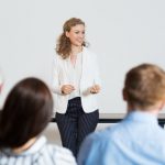 girl giving presentation